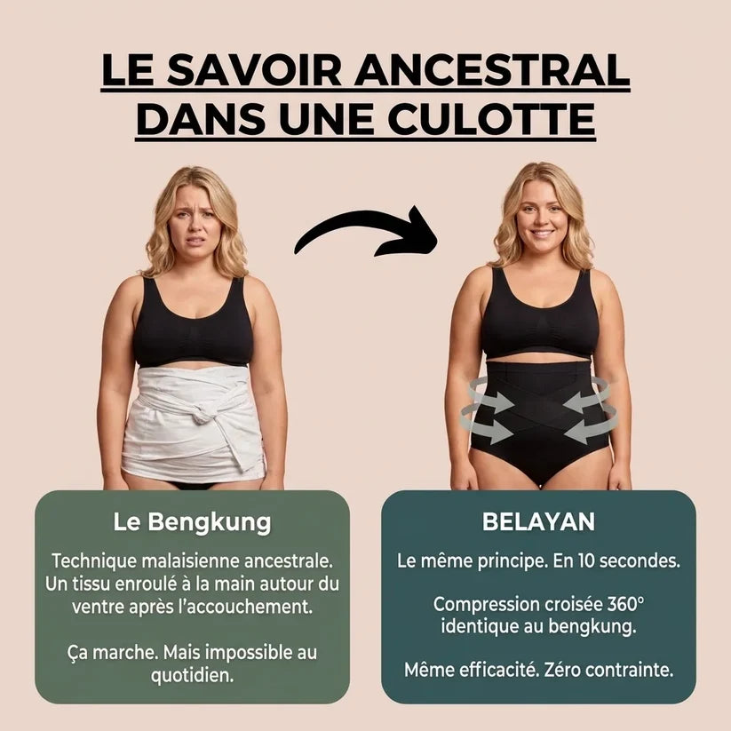 Culotte gainante post-partum à bande croisée 360°